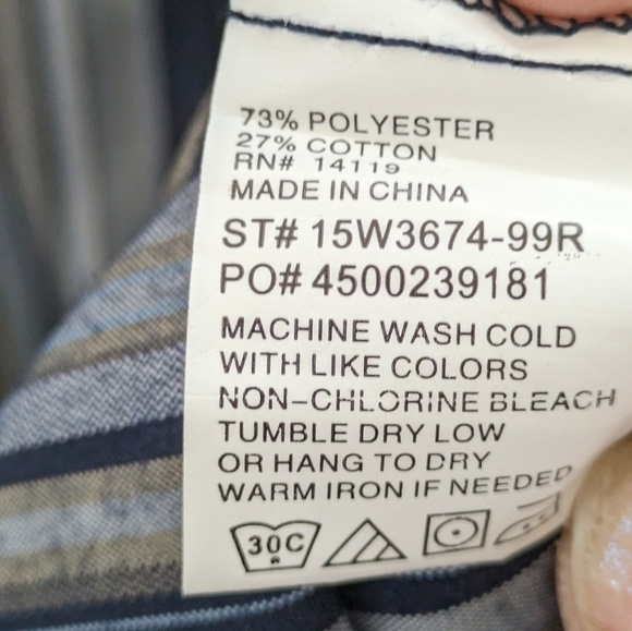 Plains Western Wear Blue,Gray &White Striped Pearl snap button down Size XL EUC - Picture 3 of 4